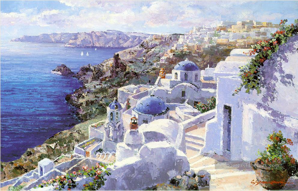 mt042 Impressionniste scène Méditerranée Peintures à l'huile